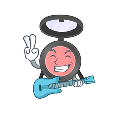 Pink blusher musician cartoon design playing a guitar