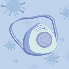 Medical white mask with covid 19 virus vector design