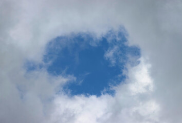 Part of the blue sky in the clouds.