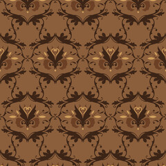 Elegant flower motifs on Central Java batik with soft brown color design