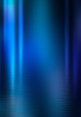 Background of empty stage show. Neon blue and purple light and laser show. Laser futuristic shapes on a dark background. Abstract dark background with neon glow