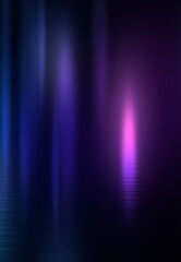 Background of empty stage show. Neon blue and purple light and laser show. Laser futuristic shapes on a dark background. Abstract dark background with neon glow