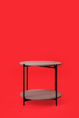 Stylish table on color background