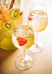 summr lemonade with kiwi fruits and strawberries