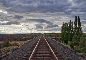 Scenic Railroad Tracks in the Middle of Nowhere. Central Oregon