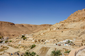Berber village in the sandstone mountain in the Sahara, Africa