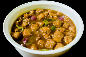 soya manchurian, Veg Manchurian with gravy, Popular street food of India, selective focus

