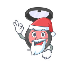 cartoon character of pink blusher Santa with cute ok finger