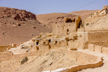 Berber village in the sandstone mountain in the Sahara, Africa