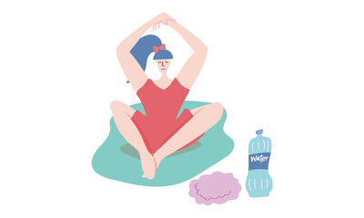 yoga stretch at home relaxing style in vector illustration