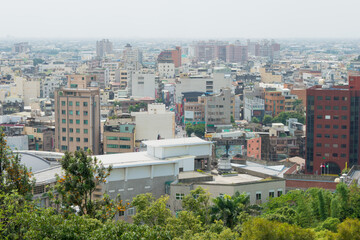 Obraz premium Changhua City view from Mt. Bagua Great Buddha Scenic Area. a famous tourist spots in Changhua City, Taiwan.