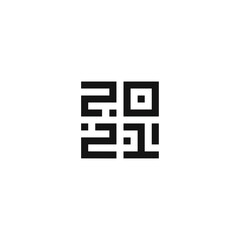 Happy New Year 2020 logo text design. Vector modern geometric minimalistic text with black numbers. Isolated on white background. Concept design. The Year Of The White Metal Bull.