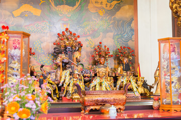 God Statue at Xiluo Guangfu Temple in Xiluo, Yunlin, Taiwan. The temple was originally built in 1644.