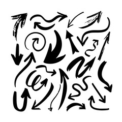 Isolated hand drawn arrows set on a white background