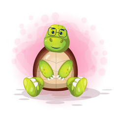 Cute turtle illustration. Premium Vector