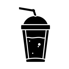 cold coffee cup icon, silhouette style