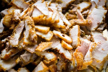 Deep fried beef slices, sliced