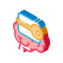key for brain icon vector. isometric key for brain sign. color isolated symbol illustration
