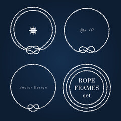 Nautical vector frame. Rope knot border design