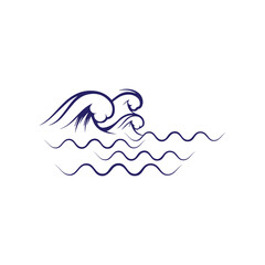 Water wave icon vector