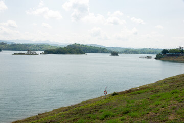 Wusanto Reservoir scenic area in Guantian District, Tainan, Taiwan. The dam was designed by Yoichi Hatta and built between 1920 and 1930 during Japanese rule.