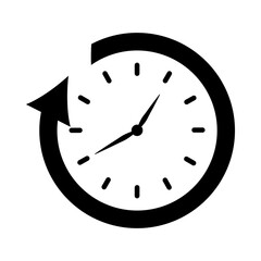 clock with arrow around icon, silhouette style