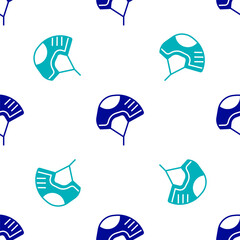 Blue Helmet icon isolated seamless pattern on white background. Extreme sport. Sport equipment. Vector Illustration.