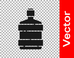 Black Big bottle with clean water icon isolated on transparent background. Plastic container for the cooler. Vector Illustration.