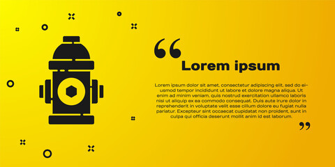 Black Fire hydrant icon isolated on yellow background. Vector Illustration.