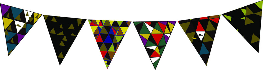 bright festive flags with geometric ornaments