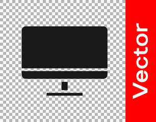 Black Computer monitor screen icon isolated on transparent background. Electronic device. Front view. Vector Illustration.