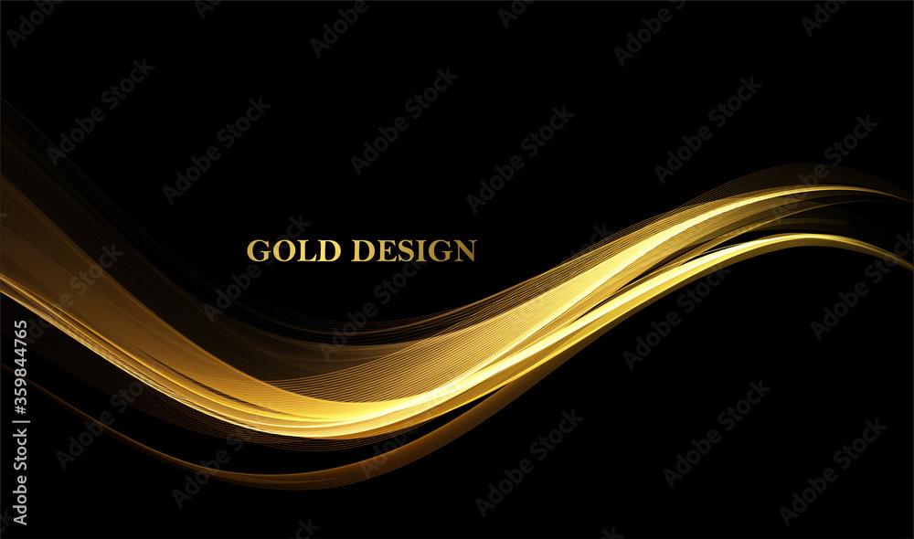 Aufkleber Abstract shiny color gold wave design element