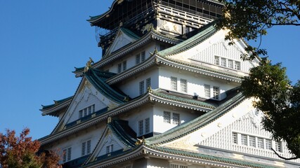Osaka Castle during autumn season in day time