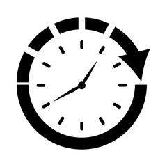 arrow around the clock icon, silhouette style