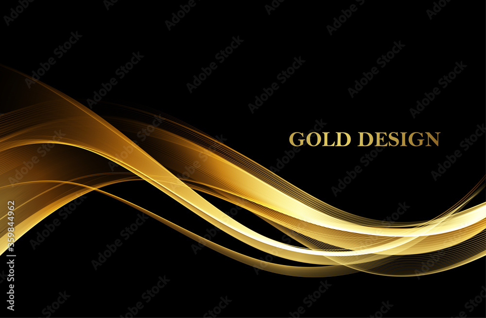 Poster Abstract shiny color gold wave design element