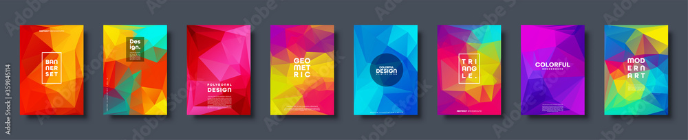 Wall mural triangle polygonal abstract background. colorful gradient design. low poly shape banner. vector illu
