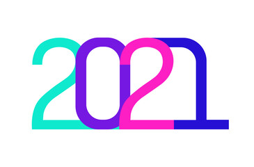 2021 Happy New Year background with number. Colorful number 2021, vector design template. Greeting card design. Eps 8.