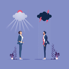 Two Business people in good mood and bad mood-Business concept vector