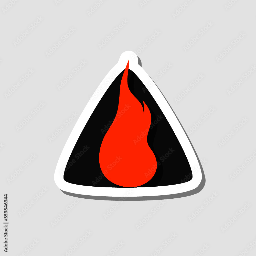 Wall mural Fire, flame sticker icon isolated on gray background