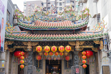Bangka Qingshan Temple in Taipei, Taiwan. The temple was originally built in 1856.
