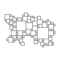 Jersey map from black pattern from a grid of squares of different sizes . Vector illustration.