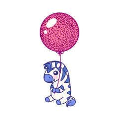 vector flat striped baby zebra. cute animal