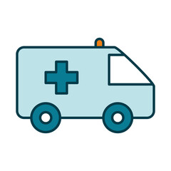 medical ambulance icon, line and fill style