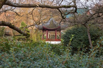 The public area of the Chinese garden in Vancouver 