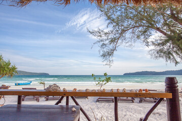Sunbed on the beach, Saracen bay beach, Koh Rong Samloem island, Sihanoukville, Cambodia.