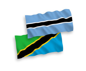 Flags of Botswana and Tanzania on a white background