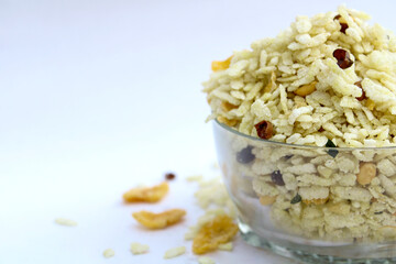 diet mixture in transparent bowl with white background
