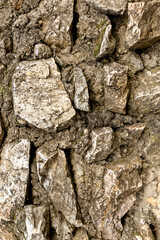 stone rigid vertical wall background gray and uneven pattern
