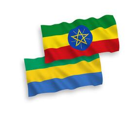 Flags of Gabon and Ethiopia on a white background