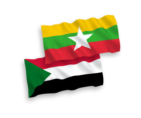 Flags of Sudan and Myanmar on a white background